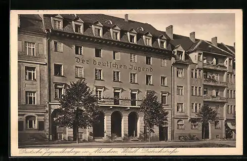 AK München, Partei an der Deutschen Jugendherberge in der Wendl-Dietrichstrasse