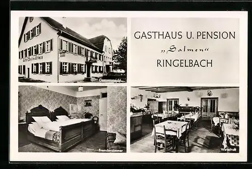 AK Ringelbach, Gasthaus Salem mit Innenansicht der Wirtschaft und Fremdenzimmer