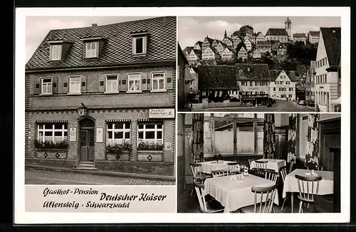 AK Altensteig / Schwarzw., Gasthof Deutscher Kaiser mit Innenansicht, Ortspartie