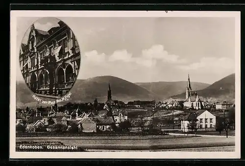 AK Edenkoben, Hotel Zur Post und Gesamtansicht