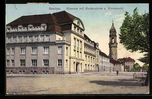 AK Bautzen, Museum mit Reichenturm am Kornmarkt