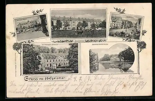 AK Hofgeismar, Kaserne, Marktplatz, Prediger Seminar, Offiziers Casino