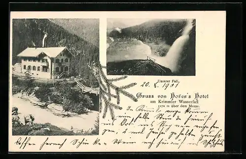 AK Krimml, Hofer`s Hotel, Wasserfall