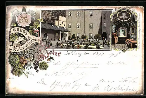 Lithographie Salzburg, Stiftskellerei St. Peter, Haydn Stübel