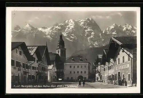 AK Kuchl, Marktplatz mit dem Hohen Göll