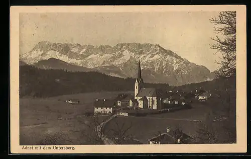 AK Adnet, Ortsansicht mit Untersberg