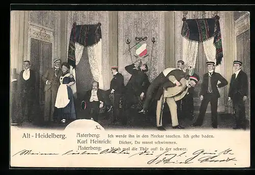 AK Alt-Heidelberg, Betrunkene Studenten beim Feiern