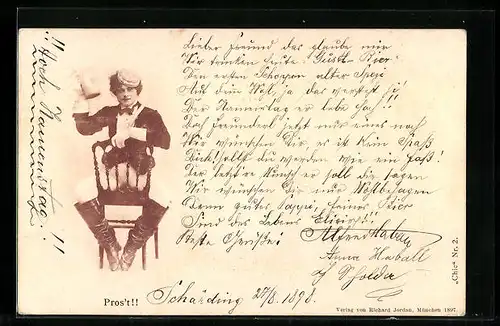 AK Prostender Student in vollem Wichs mit Tönnchen