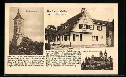 AK Weiler ob Helfenstein, Restaurant zum Helfenstein, Schloss Helfenstein, Oedenturm