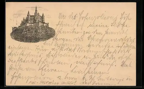 Vorläufer-AK Ganzsache PP6F74 /04: Burg Hohenzollern, 1889