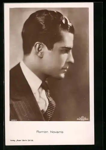 AK Schauspieler Ramon Novarro, Seitenprofil