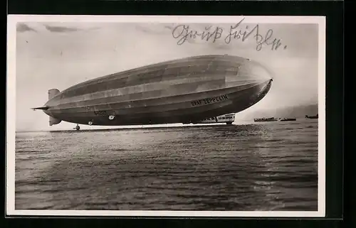 AK Luftschiff Graf Zeppelin auf dem Bodensee