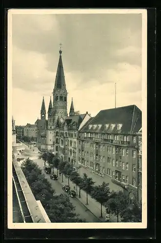 AK Berlin-Charlottenburg, Blick auf das Hotel Hessler am Bahnhof Zoo mit Gedächtsniskirche