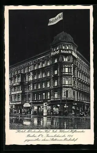 AK Berlin, Hotel Nordischer Hof in der Invalidenstrasse 126, Litfasssäule