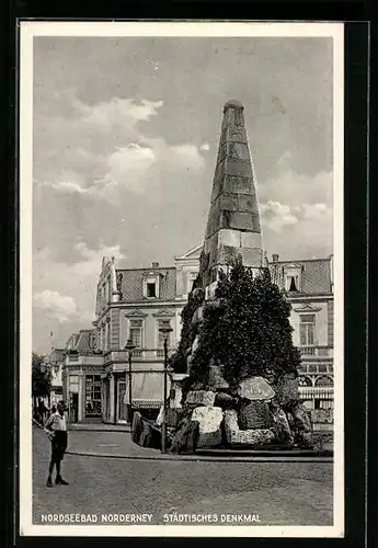 AK Norderney, Partie am Städtischen Denkmal