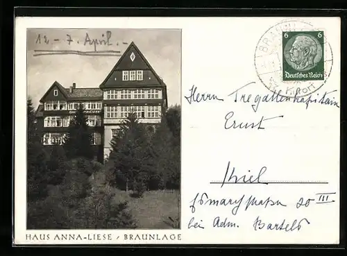 AK Braunlage, Blick auf das Hotel Haus Anna-Liese