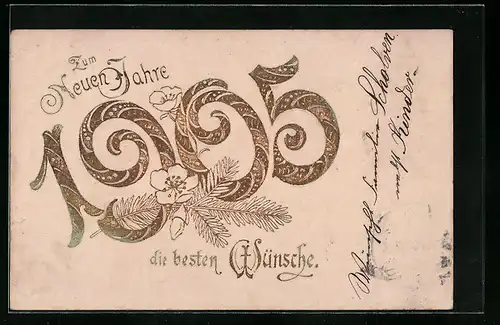 AK Jahreszahl 1905 mit Tannenzweig