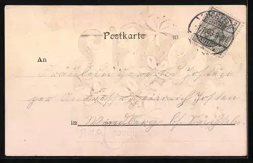 AK Jahreszahl 1903 mit Kleeblättern und Veilchen