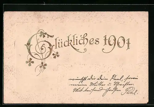 AK Jahreszahl 1901 mit Kleeblatt-Motiv
