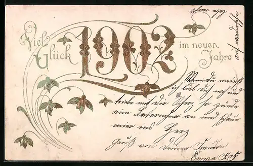 AK Jahreszahl 1902, Blumen-Motiv