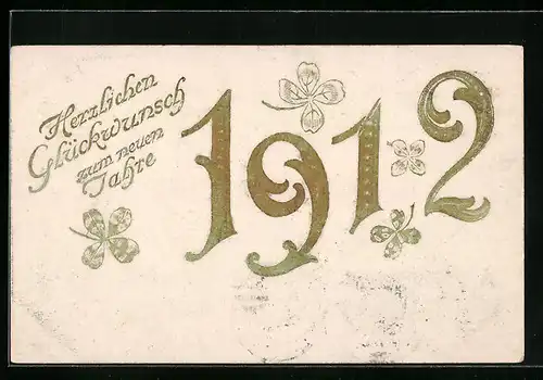 AK Jahreszahl 1912 mit Kleeblättern