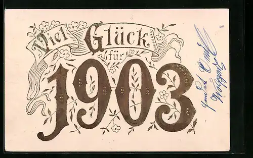 AK Viel Glück für 1903, Jahreszahl