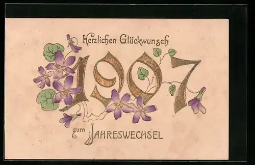 AK Jahreszahl 1907 mit Veilchen
