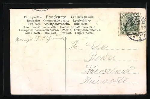 AK Jahreszahl 1907 mit Kleeblättern und Vergissmeinnicht