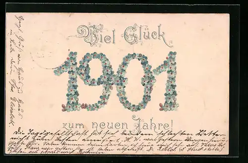 AK Jahreszahl 1901 aus Vergissmeinnicht