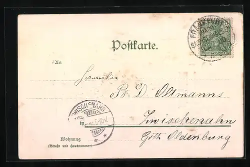 AK Jahreszahl 1901 mit Blüten und Kleeblatt-Siegel