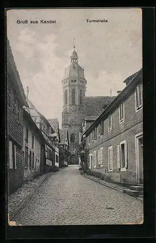 AK Kandel, Turmstrasse mit Kirche