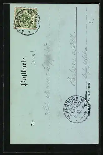 Mondschein-AK Mainz, Dom vom Westen