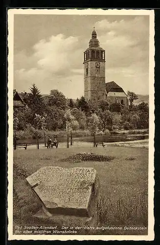AK Bad Sooden-Allendorf, Werra Gedenkenstein mit Kirche