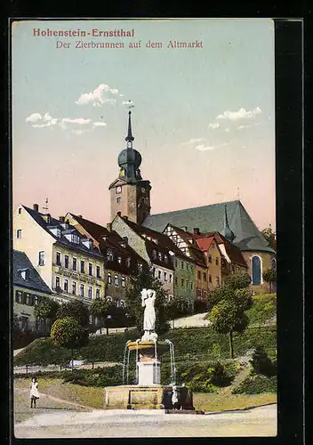 AK Hohenstein-Ernstthal, Zierbrunnen auf dem Altmarkt