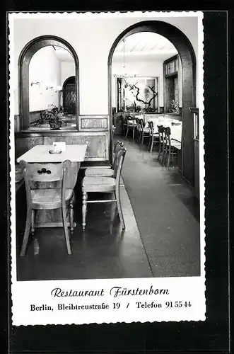 AK Berlin, Restaurant Fürstenborn, Bleibtreustrasse 19