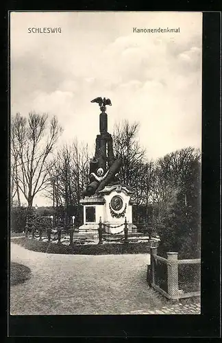 AK Schleswig, Ansicht vom Kanonendenkmal