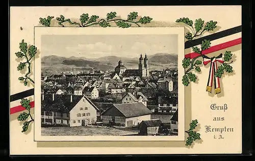 AK Kempten i. A., Ortsansicht mit Kirche