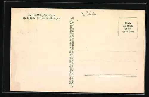 AK Berlin-Charlottenburg, Reichssportfeld, Hoschule für Leibesübungen, Fliegeraufnahme