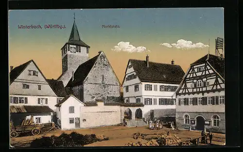 AK Winterbach / Württbg., Partie am Marktplatz