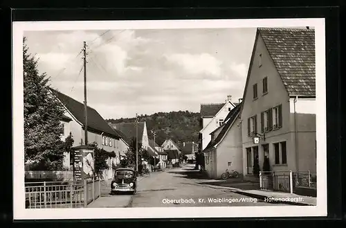 AK Oberurbach b. Waiblingen, Hohenackerstrasse mit Auto