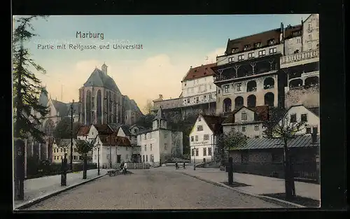 AK Marburg, Partie mt Reitgasse und Universität