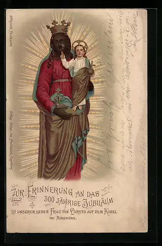 Lithographie Augsburg, Frau von Loreto auf dem Kobel, 300 Jähriges Jubiläum