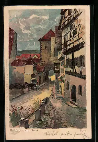 Künstler-AK Horb, Partie am unteren Tor