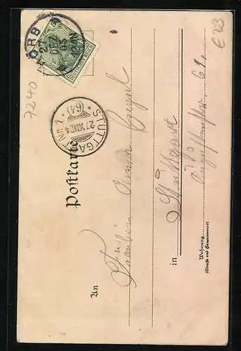 Künstler-AK Horb, Partie am unteren Tor