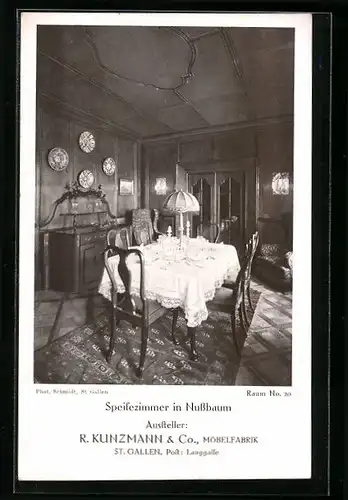 AK St. Gallen, Raumkunst-Ausstellung 1912, Speisezimmer in Nussbaum