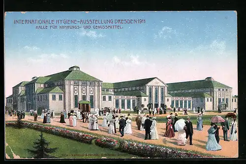 AK Dresden, Internationale Hygiene-Ausstellung 1911, Halle für Nahrungs- und Genussmittel