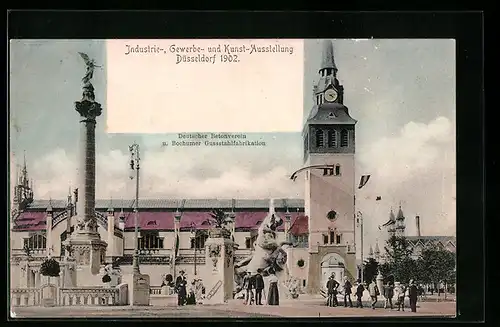 AK Düsseldorf, Industrie-, Gewerbe- und Kunst-Ausstellung 1902, Deutscher Betonverein u. Bochumer Gusstahlfabrikation