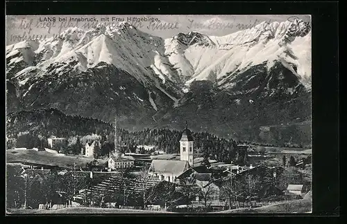 AK Lans bei Innsbruck, Ortspartie mit Frau Hittgebirge