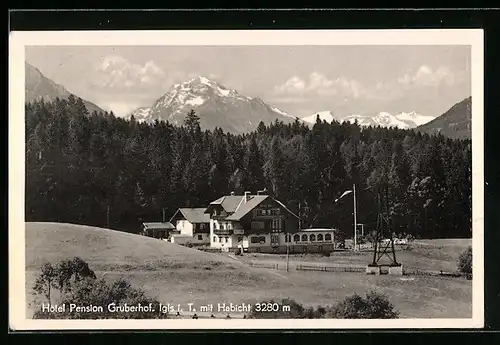 AK Igls, Hotel Pension Gruberhof mit Habicht