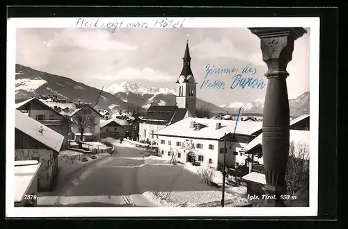 AK Igls /Tirol, Strassenpartie im Winter